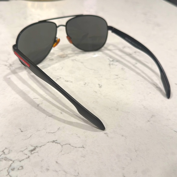 Prada Sport Sunglasses PS54TS 1AB2F2 61mm Black / Polarized Light Grey Mirror - Picture 4 of 4